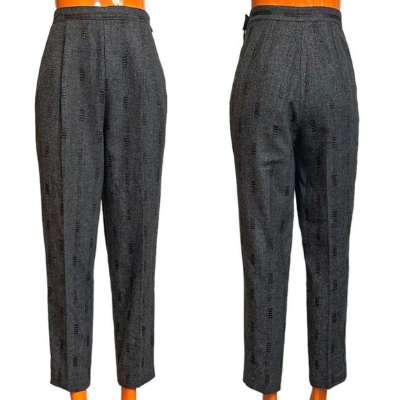 80s vintage highwaisted wool trousers pleated pants high rise relaxed tapered. - Picture 4 of 7